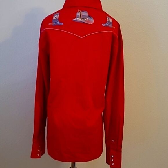 Rocking K Ranchwear Embroidered Pearl Snap Shirt large - Picture 2 of 10